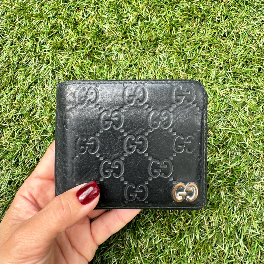 Gucci GG Supreme Logo Signature Bi-Fold Folding Black Men’s Leather  Wallet - Picture 4 of 9
